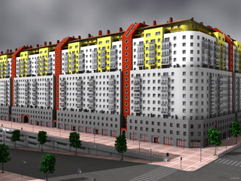 Arquitectura con Blender 3D - Bloque de pisos a lo grande