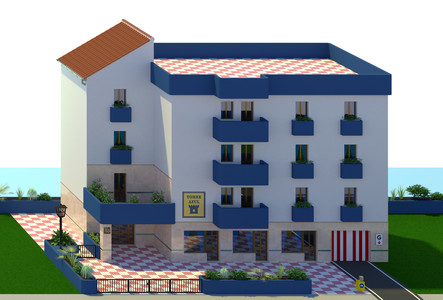 Dibujo 3D Edificio Azul 1