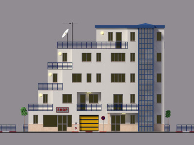 Dibujo 3D Edificio Shop 1