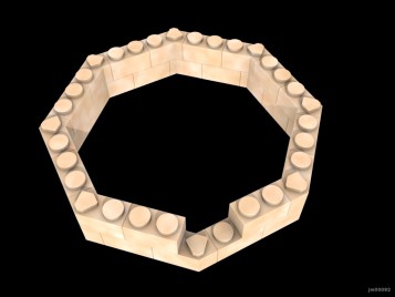 Inventando piezas de Exin Castillos - Dos hiladas de once puntos usando piezas octogonales asimétricas
