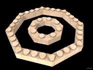 Inventando piezas de Exin Castillos - Anillos octogonales concéntricos de cinco y once puntos