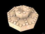 Inventando piezas de Exin Castillos - Torre octogonal de cinco sobre una azotea octogonal de once