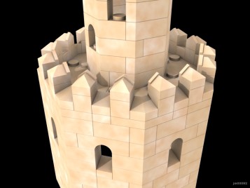 Inventando piezas de Exin Castillos - Línea de almenas clásicas en una torre octogonal de once