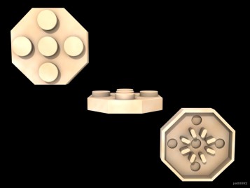Inventando piezas de Exin Castillos - Plataforma octogonal de tres puntos de ancho