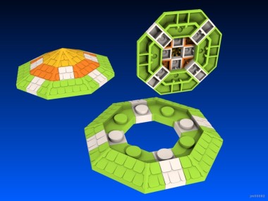 Inventando piezas de Exin Castillos - Tejado octogonal para torres de cinco puntos de anchura