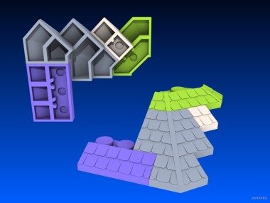 Inventando piezas de Exin Castillos - Colocación de la pieza para el ángulo del tejado octogonal de 11 puntos