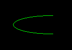 Medio ovalo verde aplastado dibujado con la instrucción CIRCLE