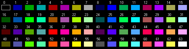 Colores disponibles para alternar con la instrucción PALETTE