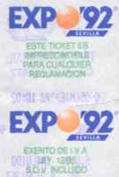 Entrada al monorrail de la Expo 92. Parte posterior del ticket