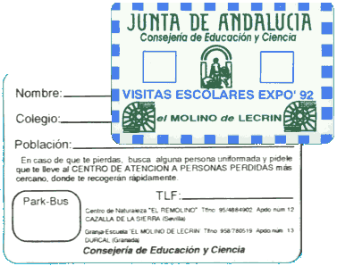 Tarjeta de identificación para las excursiones escolares